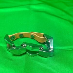 Armani Exchange Faux Leather Silver tone Chain Link Bracelet